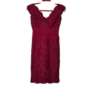 Tadashi Shoji Mauve Lace Sleeveless Dress Size O  Petite